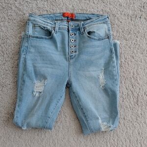 Wax Jeans Light Blue Distressed High Rise Jeans